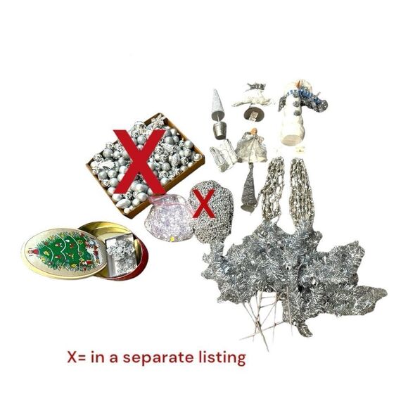 Silver Christmas Decoration Bundle lot - Picture 3 of 13